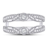 14kt White Gold Womens Round Diamond Wrap Ring Guard Enhancer 1/3 Cttw