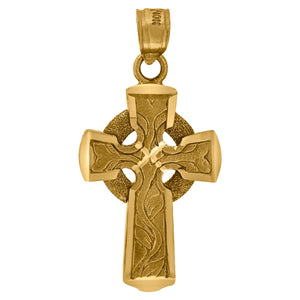 10kt Yellow Gold Mens Women Textured Cross Religious Charm Pendant
