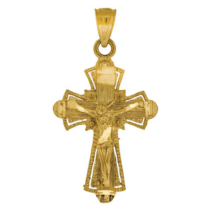 10kt Yellow Gold Womens Mens Unisex Jesus Crucifix Cross Religious Charm Pendant