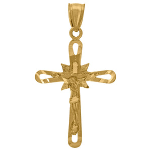 10kt Yellow Gold Womens Mens Unisex Jesus Crucifix Cross Religious Charm Pendant