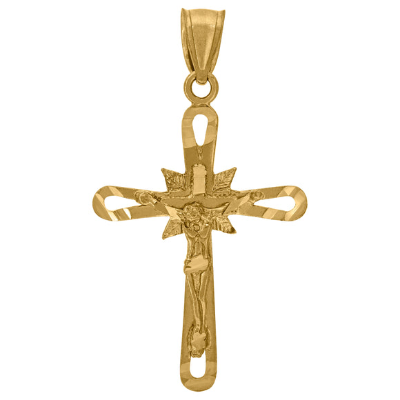 10kt Yellow Gold Womens Mens Unisex Jesus Crucifix Cross Religious Charm Pendant