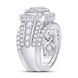 14kt White Gold Round Diamond Bridal Wedding Ring Band Set 3 Cttw