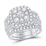14kt White Gold Round Diamond Bridal Wedding Ring Band Set 3 Cttw