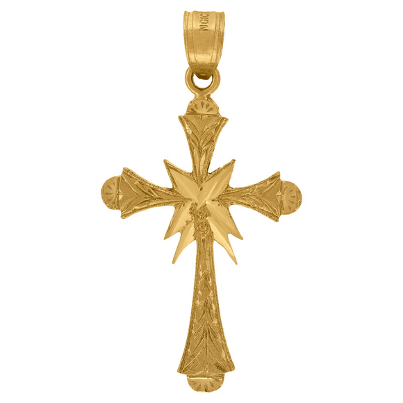 10kt Yellow Gold Womens Mens Unisex Cross Religious Charm Pendant