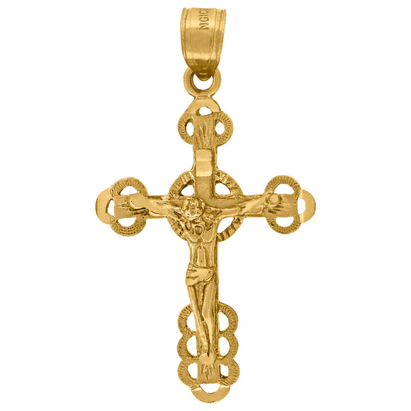 10kt Yellow Gold Womens Crucifix Cross Religious Charm Pendant