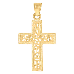 10kt Yellow Gold Mens Women Cut-out Design Cross Religious Charm Pendant