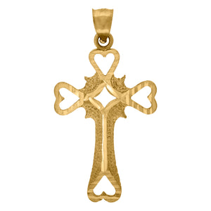 10kt Yellow Gold Womens Mens Unisex Cross Heart Charm Pendant
