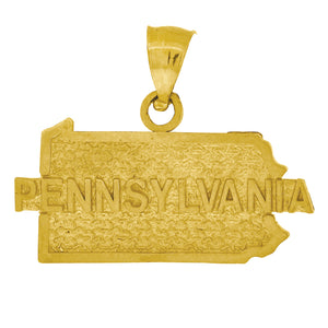 10kt Yellow Gold Mens Pennsylvania Ht:17.7mm x W:22.3mm State Charm Pendant