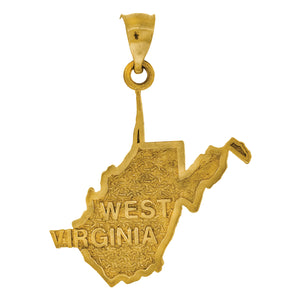 10kt Yellow Gold Mens West Virginia Ht:25.8mm x W:22.6mm State Charm Pendant