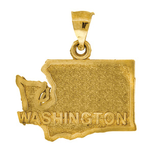 10kt Yellow Gold Mens Washington Ht:21.3mm x W:19.5mm State Charm Pendant