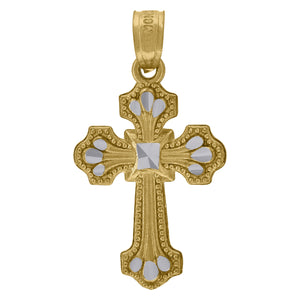 10kt Two-Tone Gold Womens Mens Unisex Cross Religious Charm Pendant