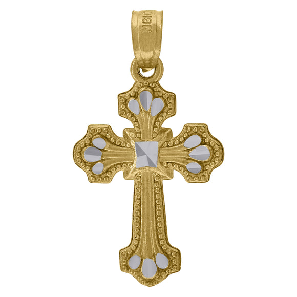 10kt Two-Tone Gold Womens Mens Unisex Cross Religious Charm Pendant
