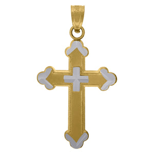 10kt Two-tone Gold Unisex Cross Religious Charm Pendant