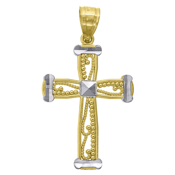 10kt Two-Tone Gold Womens Mens Unisex Cross Religious Pendant