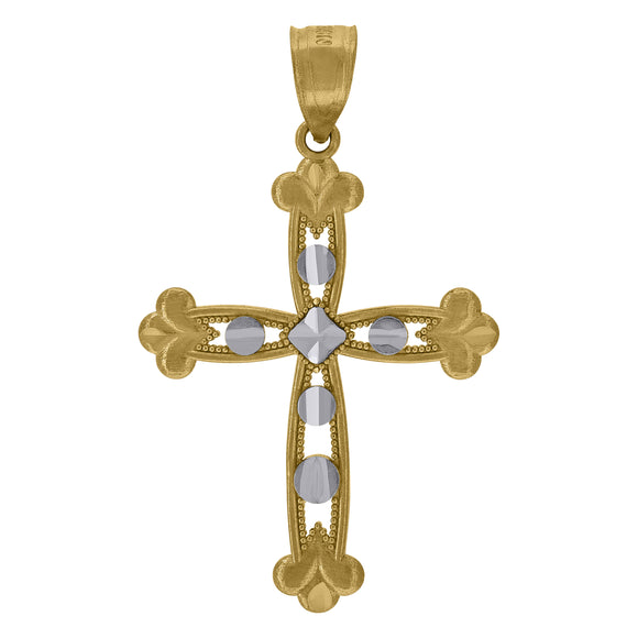 10kt Two-Tone Gold Womens Mens Unisex Cross Religious Charm Pendant