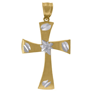 10kt Two-Tone Gold Womens Mens Unisex Cross Religious Charm Pendant