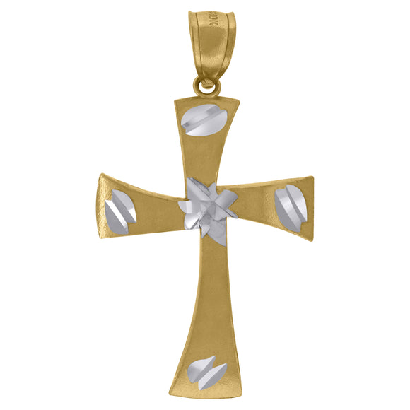 10kt Two-Tone Gold Womens Mens Unisex Cross Religious Charm Pendant