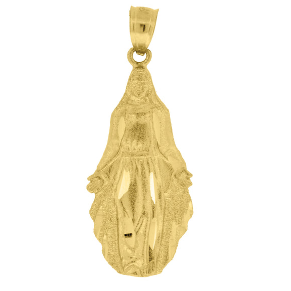 10kt Yellow Gold Diamond-cut Womens Guadalupe Mary Ht:35.5mm x W:14mm Religious Charm Pendant