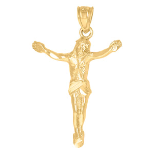 10kt Yellow Gold Unisex Jesus Ht:35.1mm x W:22.8mm Religious Charm Pendant
