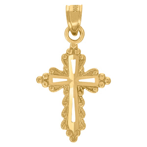 10kt Yellow Gold Mens Women Diamond-cut Cross Religious Charm Pendant