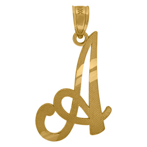 10kt Yellow Gold Unisex Diamond-cut Initial A Charm Pendant