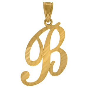 10kt Yellow Gold Unisex Diamond-cut Initial B Charm Pendant