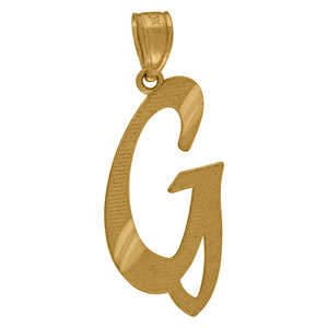 10kt Yellow Gold Unisex Diamond-cut Initial G Charm Pendant