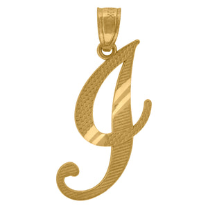 10kt Yellow Gold Unisex Diamond-cut Initial I Charm Pendant