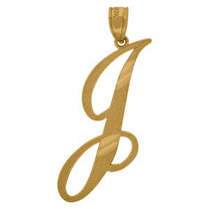 10kt Yellow Gold Unisex Diamond-cut Initial J Charm Pendant