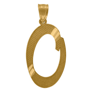 10kt Yellow Gold Unisex Diamond-cut Initial O Charm Pendant