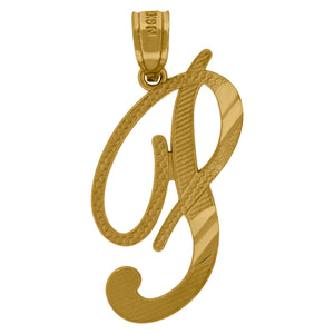 10kt Yellow Gold Unisex Diamond-cut Initial P Charm Pendant