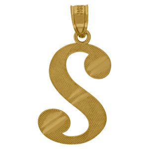 10kt Yellow Gold Unisex Diamond-cut Initial S Charm Pendant