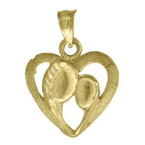 10kt Yellow Gold Diamond-cut Unisex Love Ht:19.7mm x W:14.4mm Heart Charm Pendant
