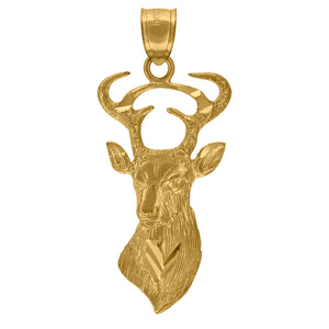 10kt Yellow Gold Womens Diamond-cut Deer Animal Charm Pendant