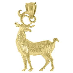 10kt Yellow Gold Womens Mens Unisex Deer Ht:36mm x W:25.5mm Animal Charm Pendant