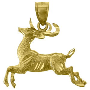 10kt Yellow Gold Womens Mens Unisex Deer Ht:26.1mm x W:26.6mm Animal Charm Pendant