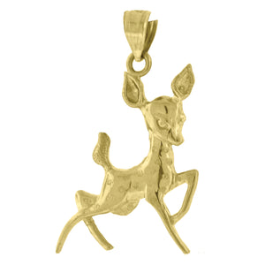 10kt Yellow Gold Womens Mens Unisex Deer Ht:32.2mm x W:18.4mm Animal Charm Pendant