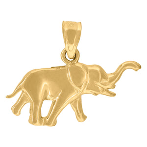 10kt Yellow Gold Mens Elephant Animal Charm Pendant