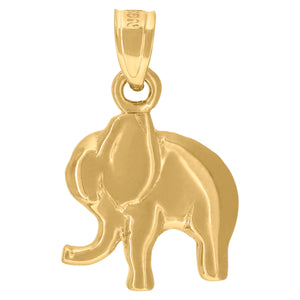 10kt Yellow Gold Mens Elephant Animal Charm Pendant