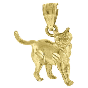 10kt Yellow Gold Womens Diamond-cut Kitty Cat Animal Charm Pendant