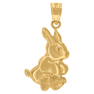 10kt Yellow Gold Womens Mens Unisex Rabbit Ht:23.3mm x W:11.4mm Animal Charm Pendant