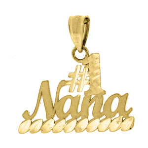 10kt Yellow Gold Diamond-cut Mens No. 1 Nana Ht:18.3mm x W:19.3mm Letters & Words Charm Pendant