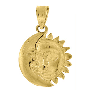 10kt Yellow Gold Unisex Sun Moon Ht:20.4mm x W:13.5mm Religious Charm Pendant