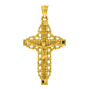 10kt Yellow Gold Unisex Cross Crucifix Ht:31.8mm x W:16.7mm Religious Charm Pendant