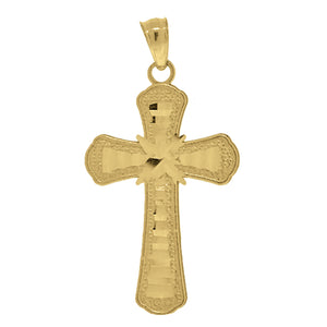 10kt Yellow Gold Unisex Diamond-cut Cross Religious Charm Pendant