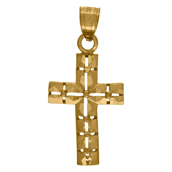 10kt Yellow Gold Unisex Simple Cross Religious Charm Pendant