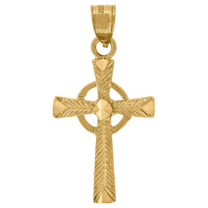10kt Yellow Gold Unisex Textured Cross Religious Charm Pendant