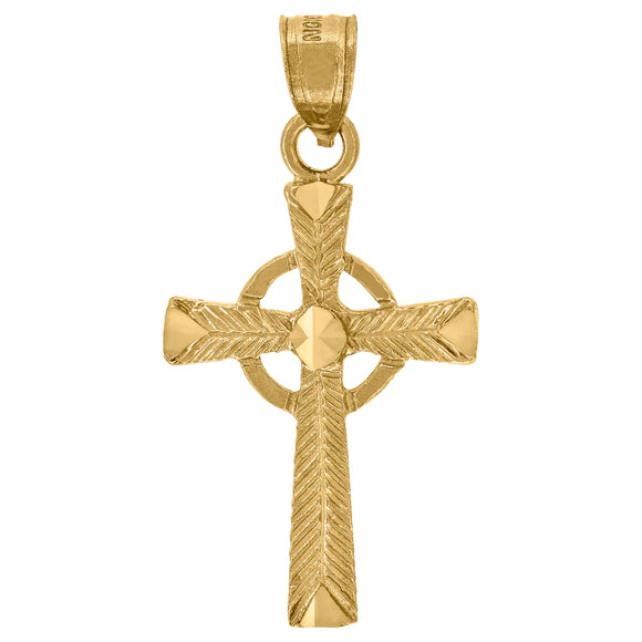 10kt Yellow Gold Unisex Textured Cross Religious Charm Pendant