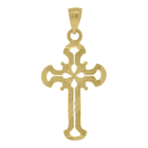 10kt Yellow Gold Mens Women Textured Cross Religious Charm Pendant