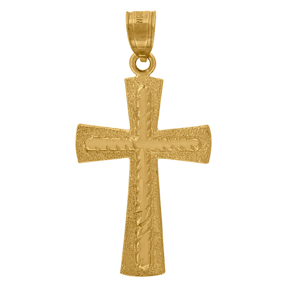 10kt Yellow Gold Unisex Textured Cross Religious Charm Pendant